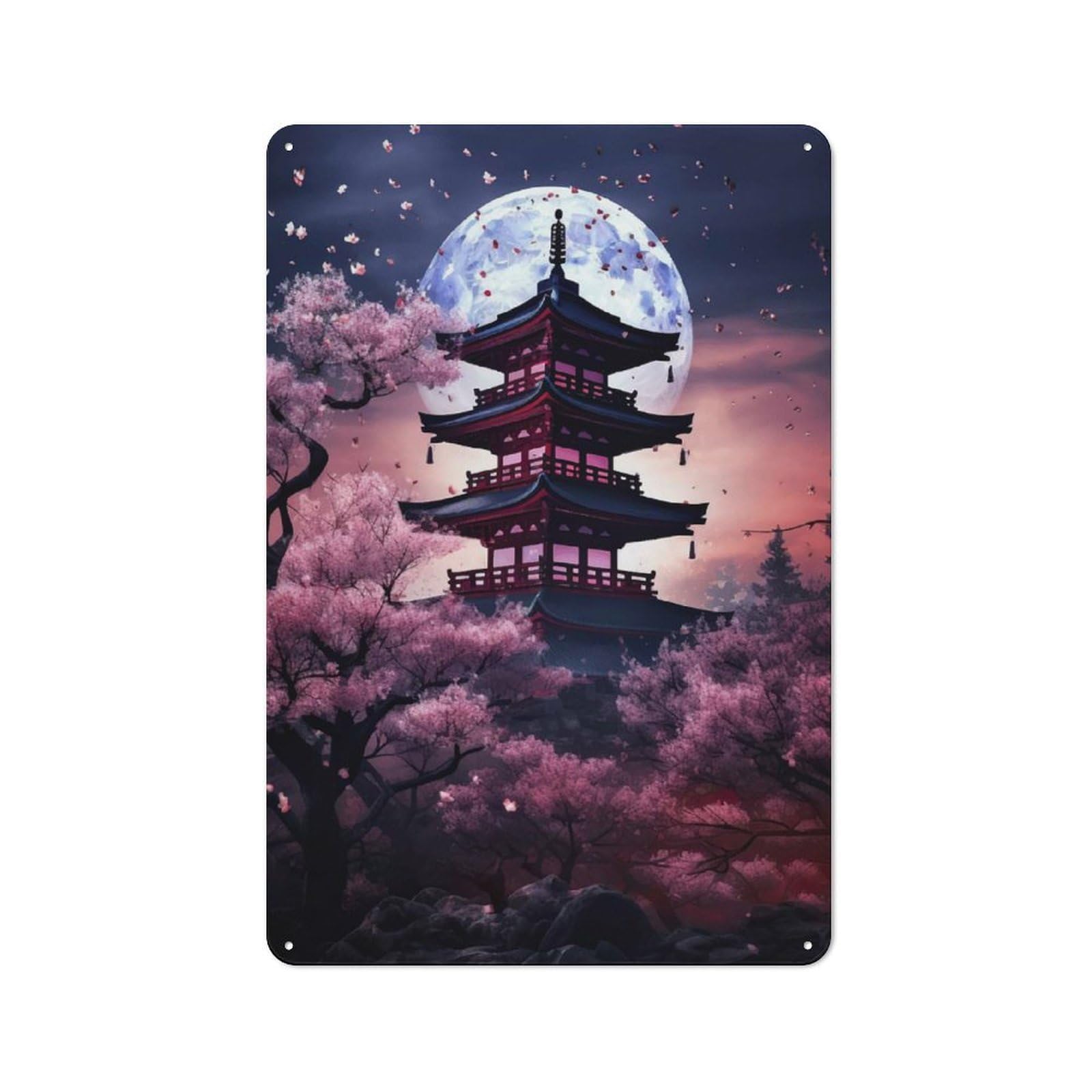 Cherry Blossom Japan Vintage Tin Sign 30x20cm, Country Style Bistro Wall Plaque for Bakery, Diner, Cafe Or Family Room