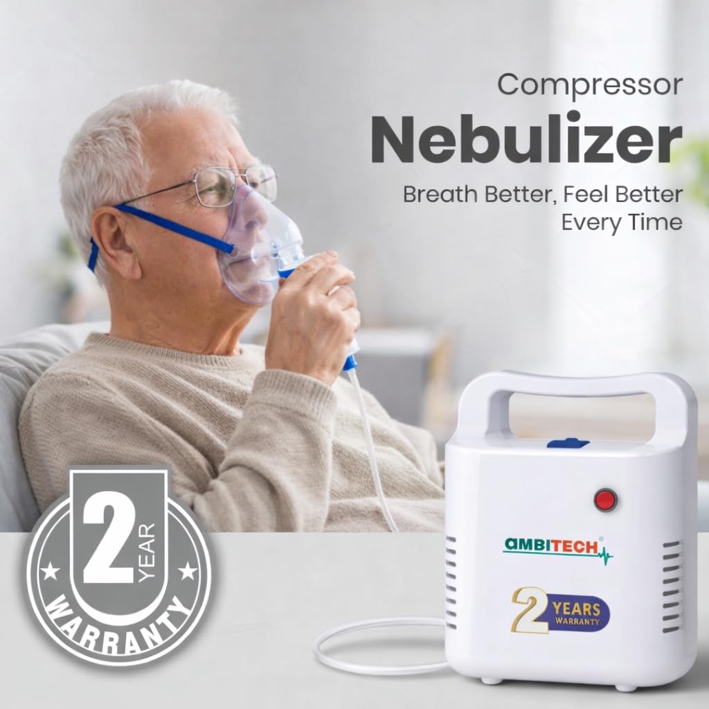 AmbiTech Easy Nebulizer Machine With 2 Year Replacement Warranty For Adults & Kids (White) 1