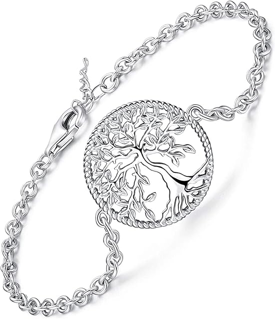Tree of Life Bracelet for Women, 925 Sterling Silver Adjustable Chain Bracelet, Family Tree Bracelet Jewellery Gift for Mother Girls Sister Friends