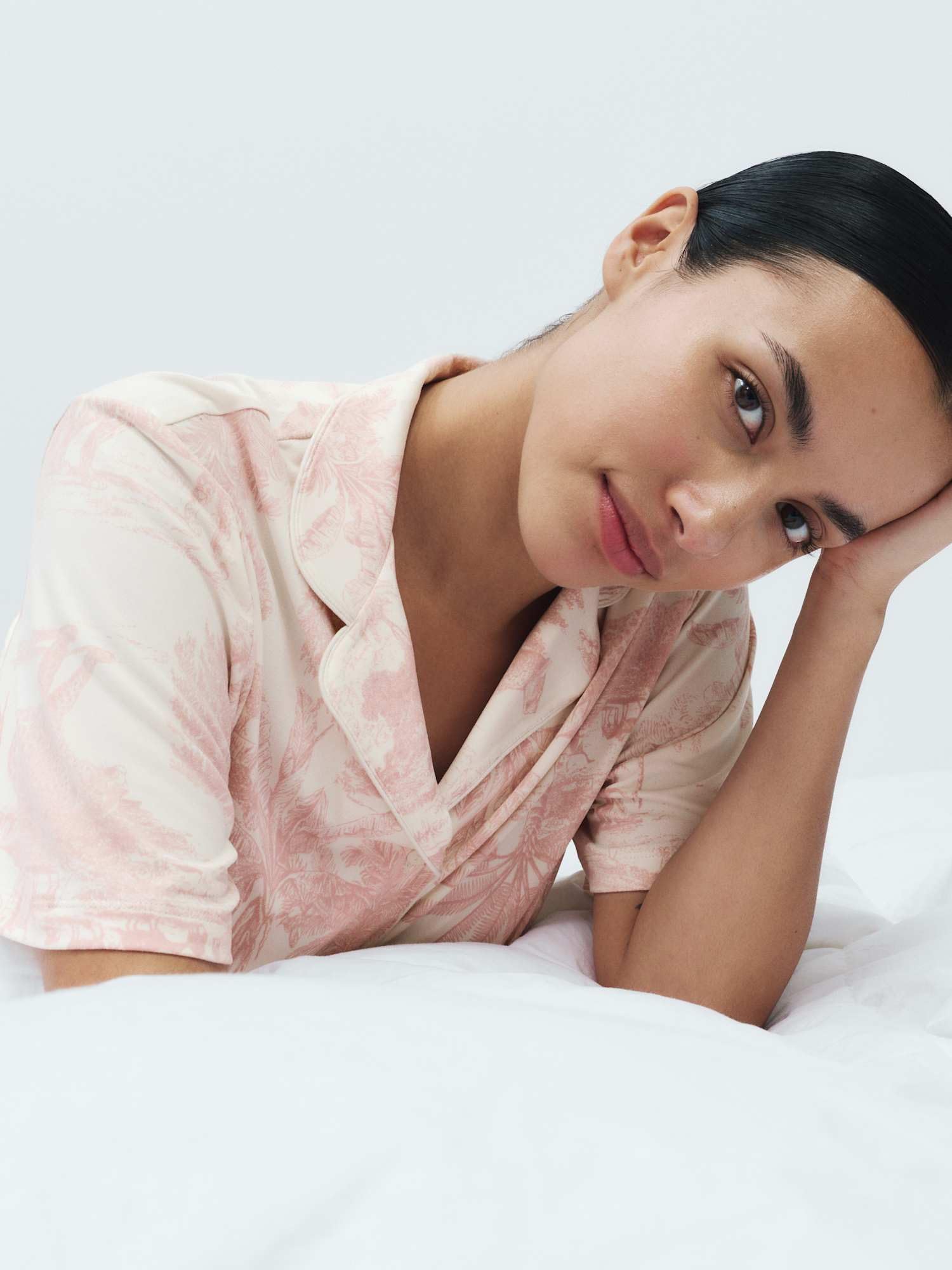 Marks & Spencer Donna Set Pigiama Shorty Morbido con Colletto Revers con Pattern – vestibilità Regolare – con Stretch