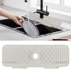 Kitchen Sink Splash Guard, 17” x 5.9” Silicone Faucet Sink Splash Guard, Faucet Drain Mat for Kitchen Bathroom and Counter, Splash Drying Countertop Sink Protectors Absorbent Mat Creamy White