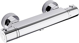 MORADO Thermostatic Shower Mixer, Thermostatic Bath Shower Mixer, Shower Taps, Mixer Shower Bar with Anti-Scald Control Valve, Chrome, Brass