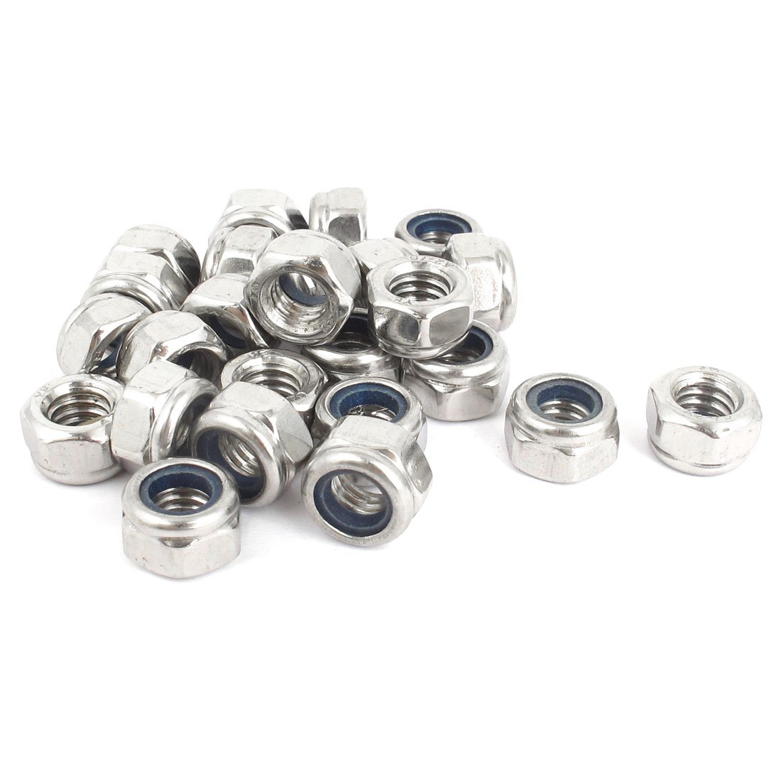 Uxcell Silver Sourcingmap 5/16"-18 Metal Self-Locking Nylock Nylon Insert Hex Lock Nuts 25Pcs