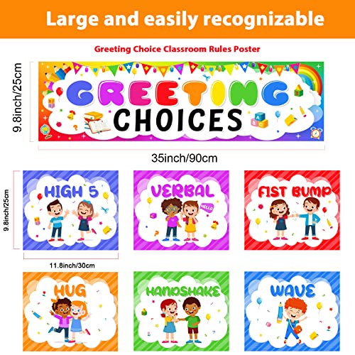 Image of Greeting Choice Classroom Rules Poster Greetings Bulletin Board Banner Decorations Social Distancing Bulletin Wall Decor for Preschool Elementary and Middle School Teachers