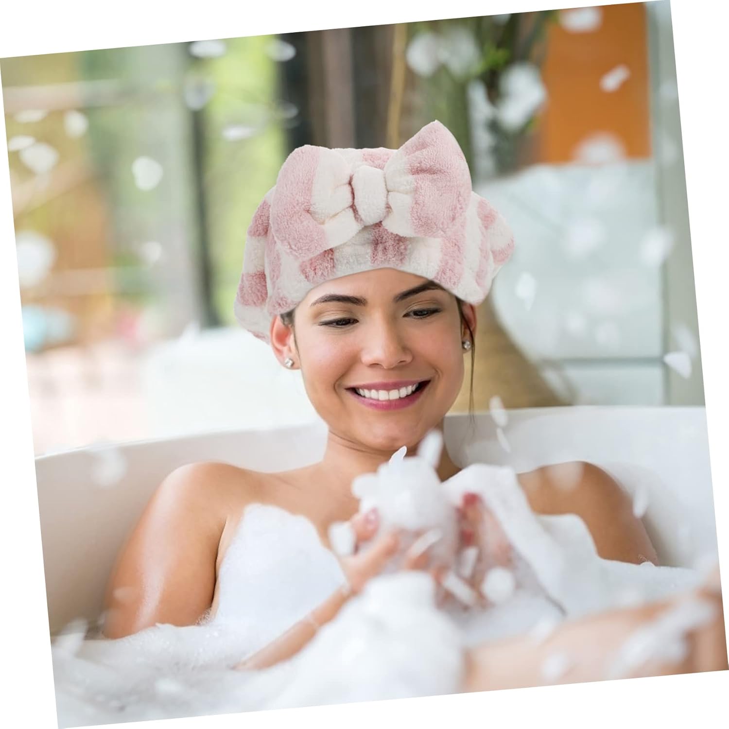 ibasenice 5 Pcs Striped Dry Hair Cap Hats Makeup Washcloths Spa Towels Absorbent Hair Towel Fast Drying Shower Cap Quick Dry Hair Turban Women Bathing Hat Bathroom Supplies Miss