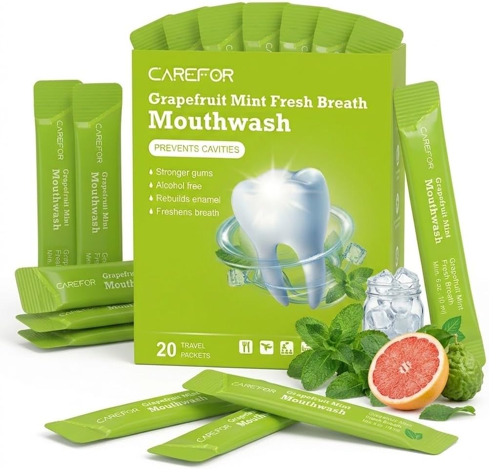 Travel Mouthwash Disposable & Individual Alcohol-Free 20 Packets