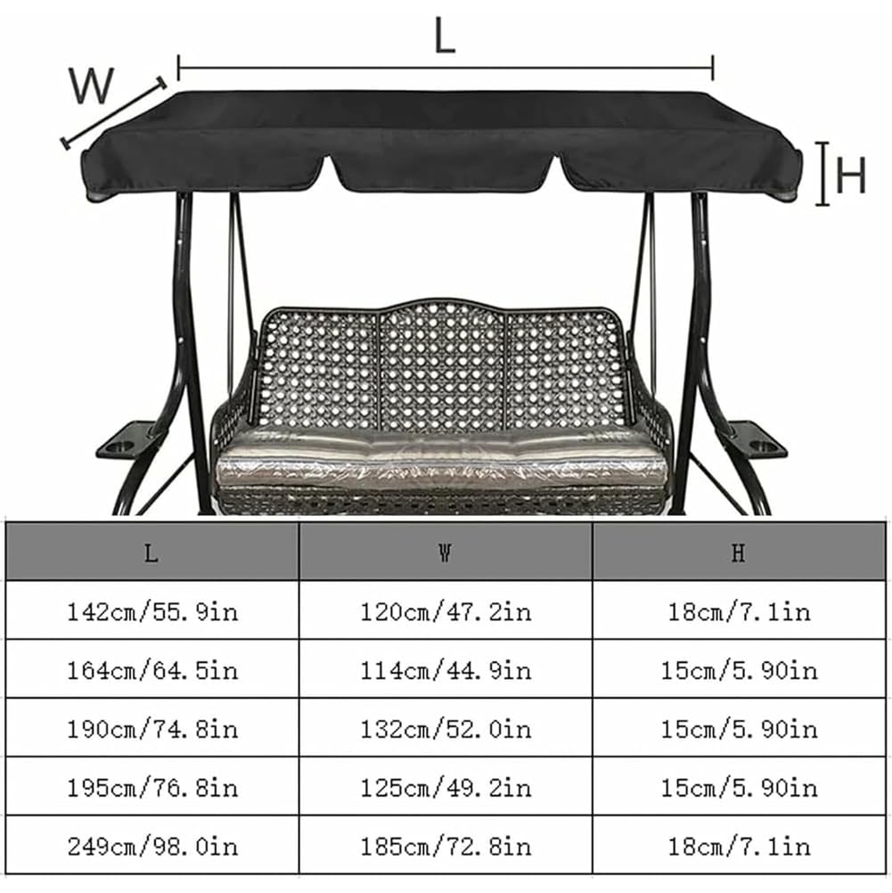 Telo di ricambio impermeabile per amaca da giardino 2-3 posti, copertura antipolvere 249 x 185 x 18 cm durevole resistente alle intemperie facile da installare