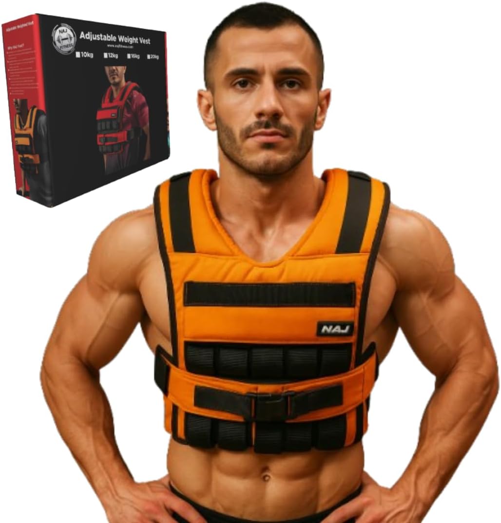 Weighted Vest 16kg (35 Ib) with Adjustable Block Weights – for Workout Sport Exercise Fitness equipment Gym strength Training weights home Strong muscle CrossFit calisthenics