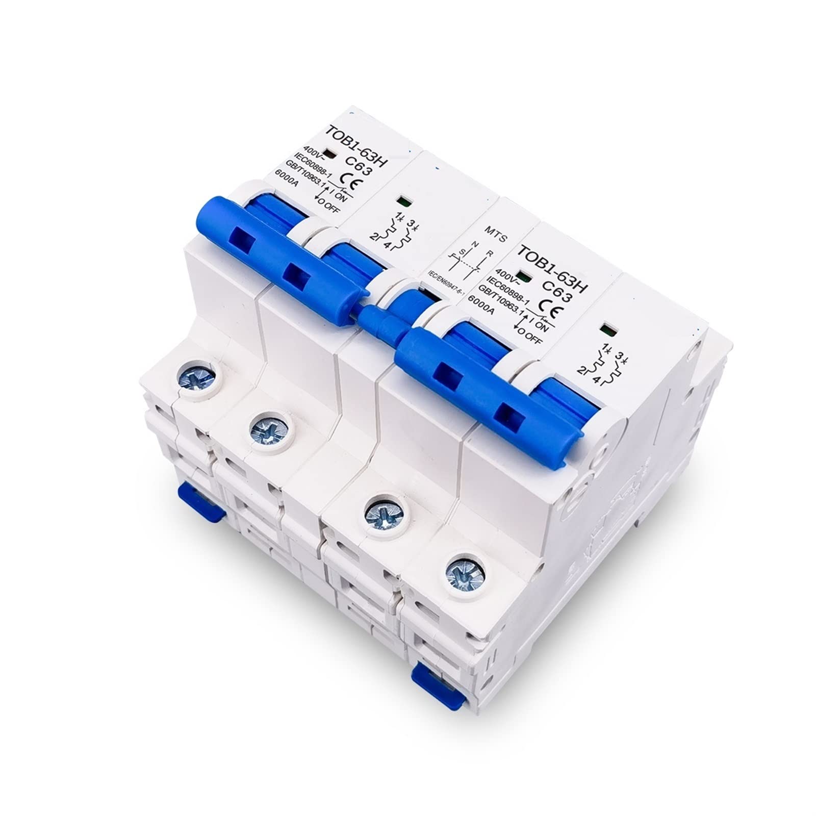2P + 2P AC interruptor de transferencia Manual de doble potencia disyuntor 50HZ/60HZ 1 Uds (Size : 40A)