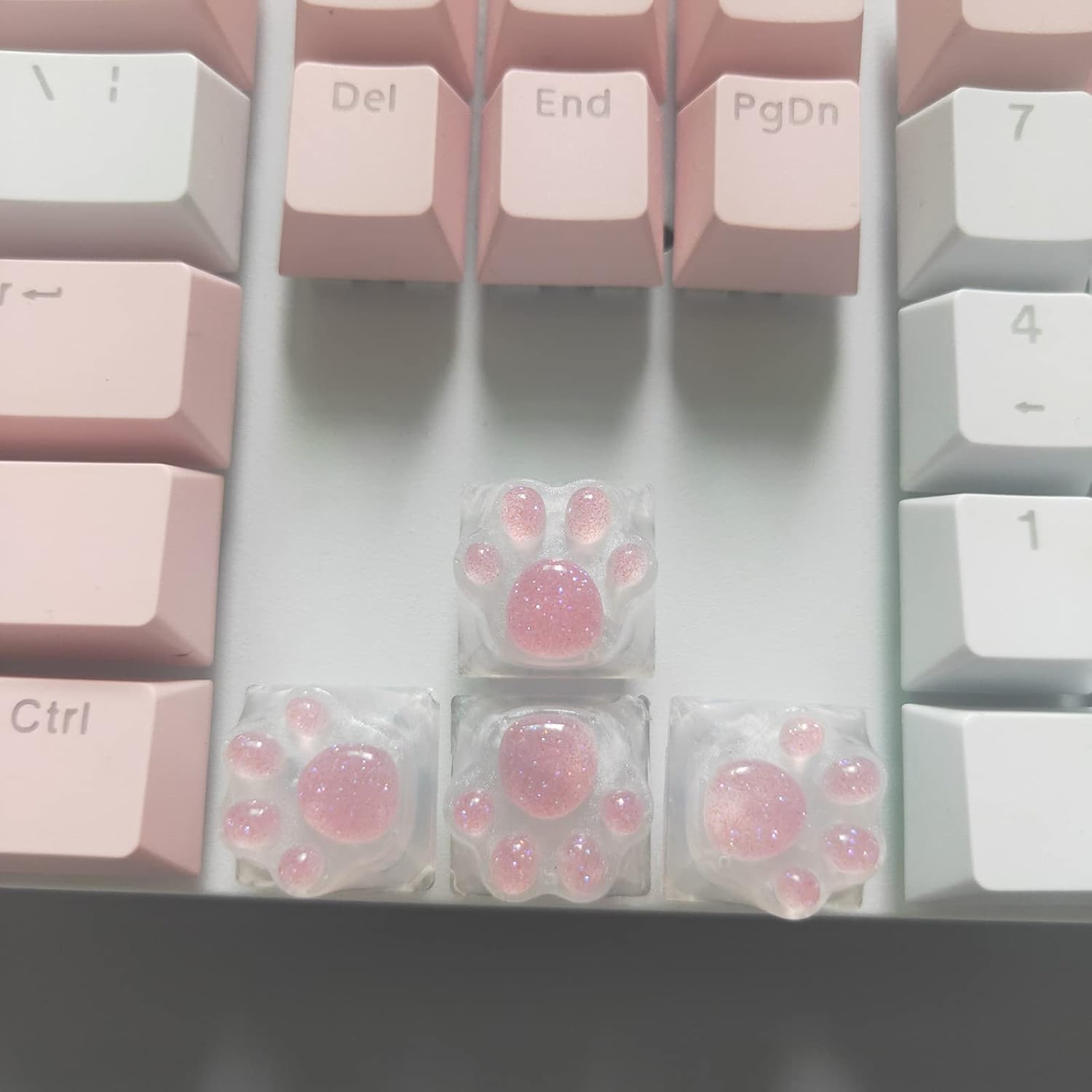 Cat Claw Keycaps Backlight Keycap Cute Resin Keycaps ESC Key Cap Replacement for Cherry MX Switch Mechanical Keyboard DIY Decoration (Pink x 4)
