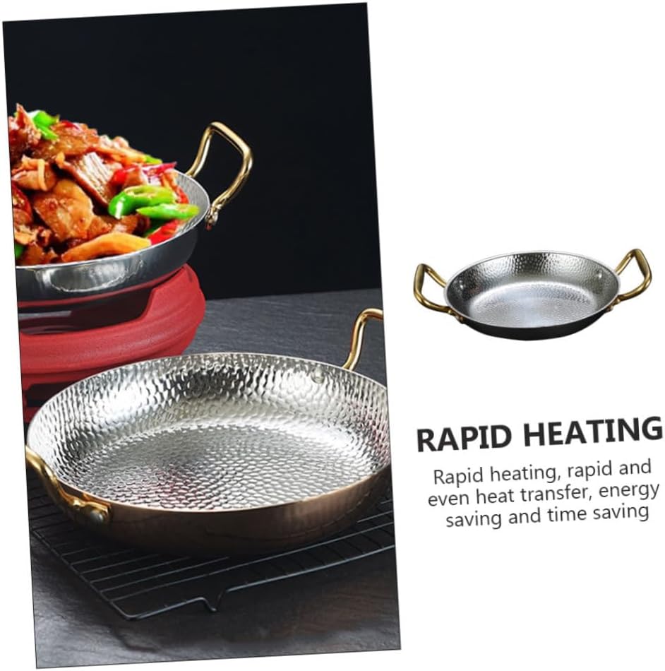 MAGICLULU Daily Use Cooking Pan Double Handle Hot Pot Stainless Steel Pan Home Supply Easy to Clean High Temperature Tolerance