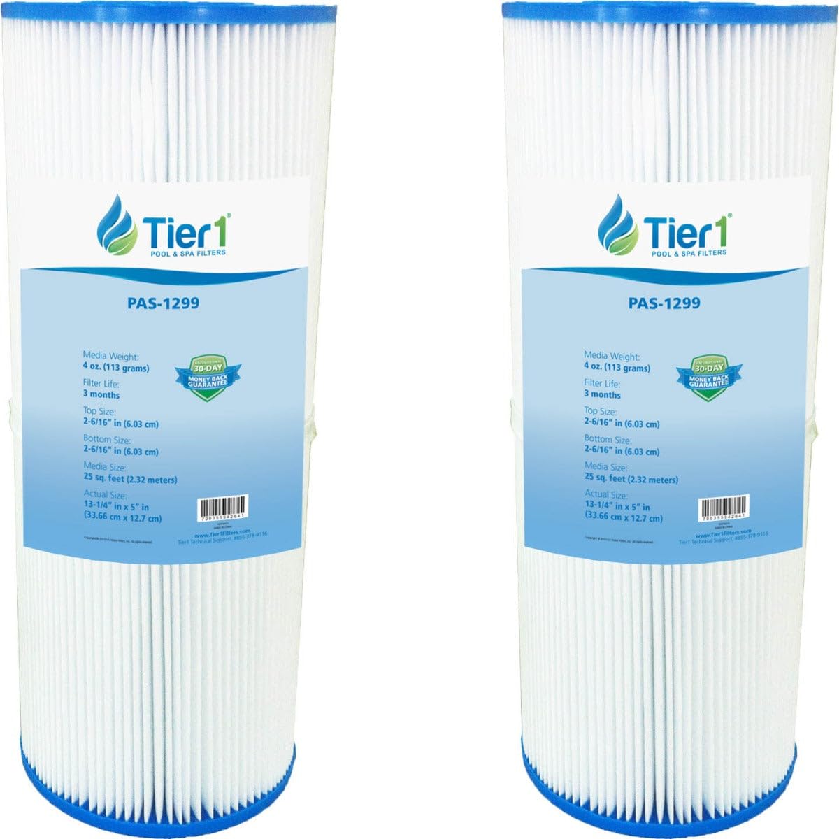 Tier1 Pool & Spa Filter Cartridge 2-pk | Replacement for Jacuzzi 42-2891-08, Pleatco PJ25, Filbur FC-1425, Unicel C-5625 and More | 25 sq ft Pleated Fabric Filter Media