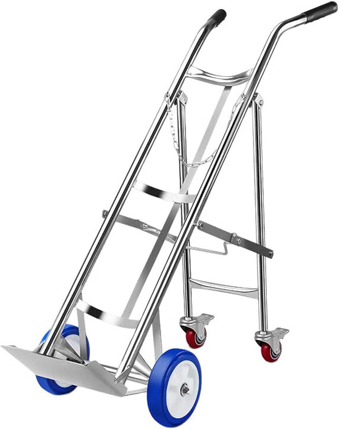 SWENEEN Oxygen Tank Stand Large Mobile Cylinder Cart,Foldable 304 Stainless Steel Cylinder Dolly With Chain & 4 Swivel Casters,