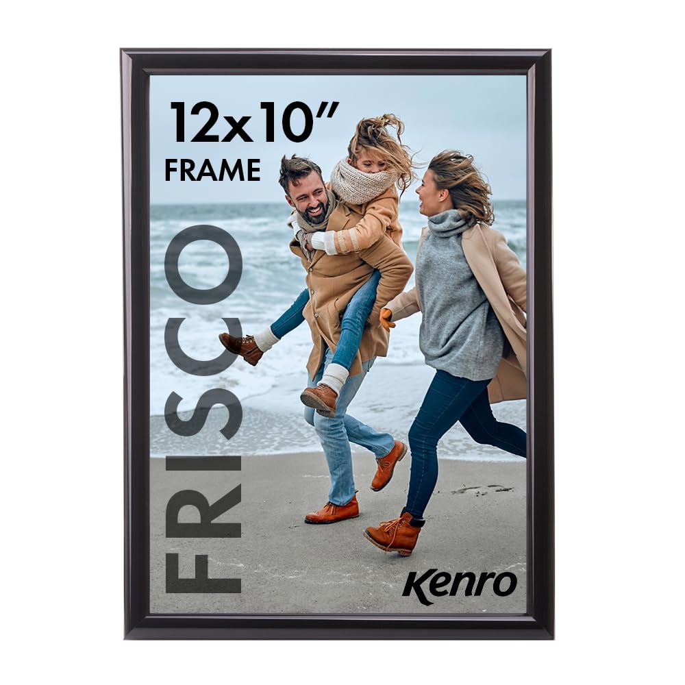 Kenro Frisco Plastic Picture Frames (Box of 1) - 12x10 Inch / 25x30cm Wall Hanging Stylish Photo Frame with Glass Front - Black