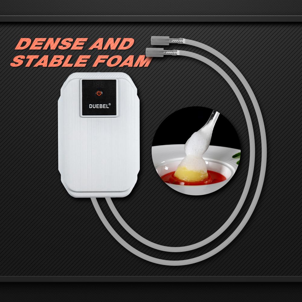 DUEBEL Schaumgenerator-Kit für Molekulare Gastronomie Kochen - Wiederaufladbares tragbares effizientes Schaumherstellungs-Kit für Lebensmittel, kreatives Kochwerkzeug für progressive Küche, Weiß