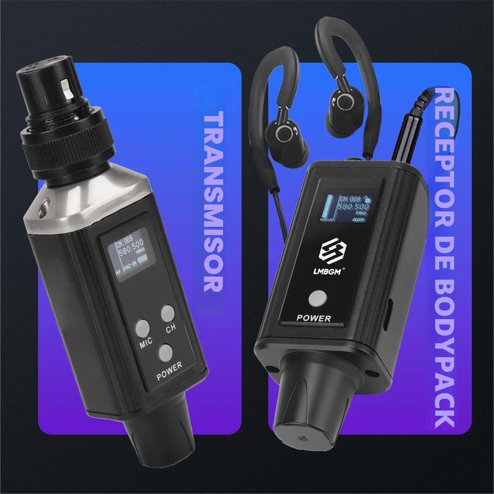 Transmisor de sistema de monitor auricular inalámbrico A9 UHF y receptor de cinturón para estudio, rehabilitación de banda y rendimiento en vivo (A9-1)