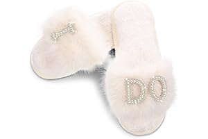 White Fluffy Bridal I Do Slippers for Wedding