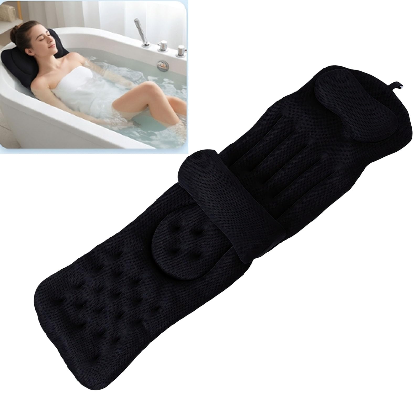 Luocute Poduszka do Wanny na Całe Ciało, Oddychające Powietrze 5D z Podparciem Lędźwiowym (BLACK)