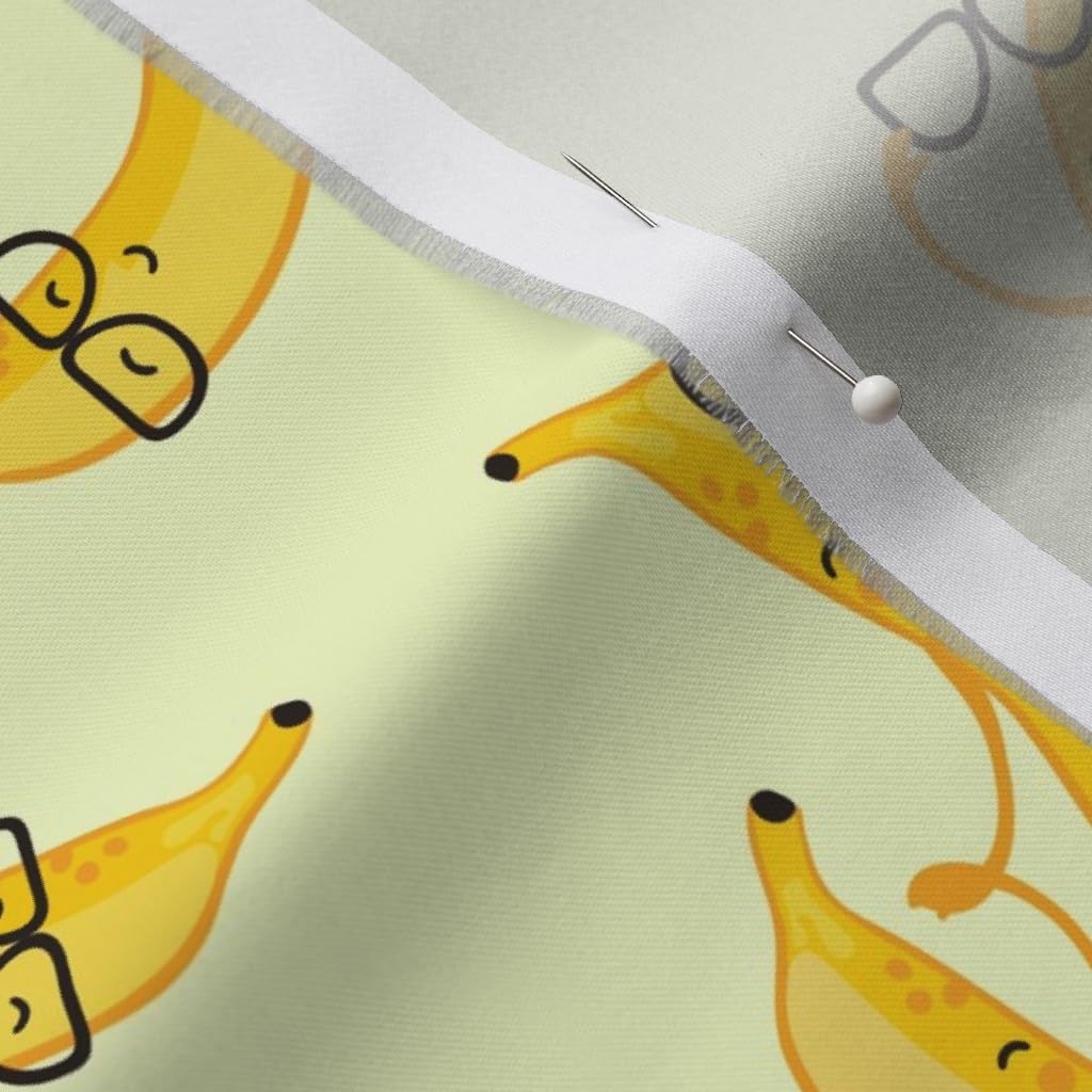 Spoonflower Fabric - Bananas Glasses Yellow Fresh Summer Food Banana Printed on Organic Cotton Sateen Fabric by The Yard - Sewing Quilting Apparel Home Decor