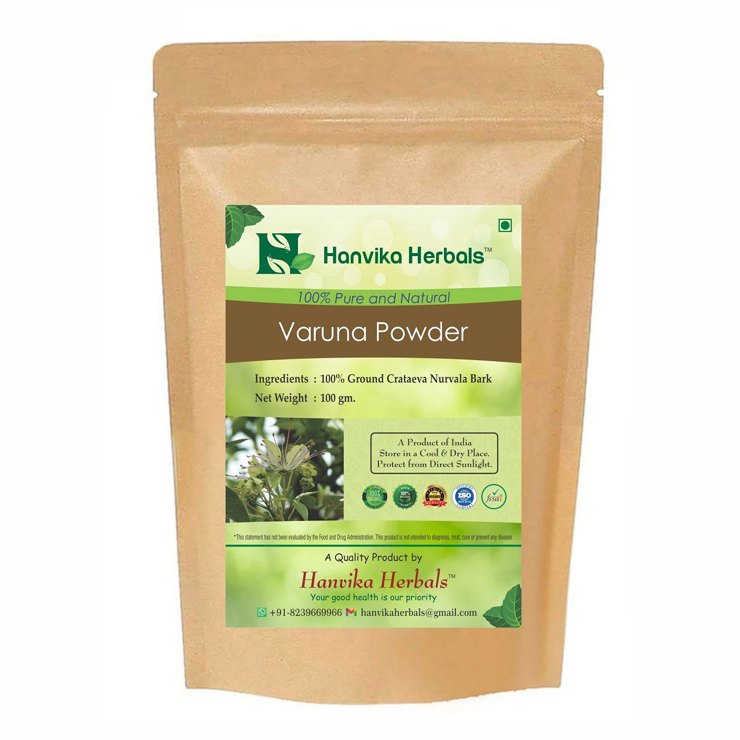 Hanvika Herbals Varuna Powder 100 Crataeva Nurvala Bark (100 gm