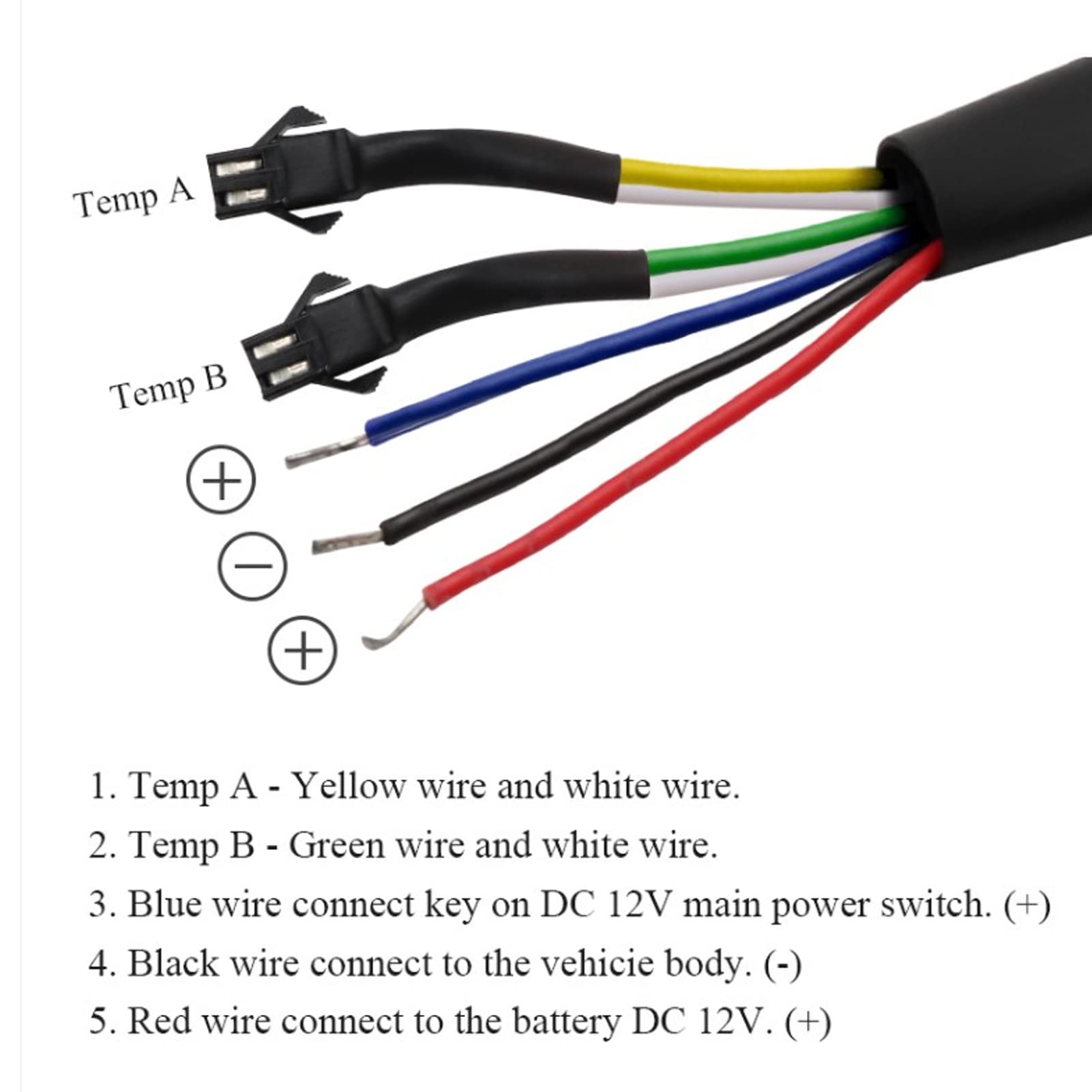 Termometro Digitale LCD, Misuratore di Tensione con Display Digitale Facile Installazione Impermeabile per Moto (14 * 1,5)