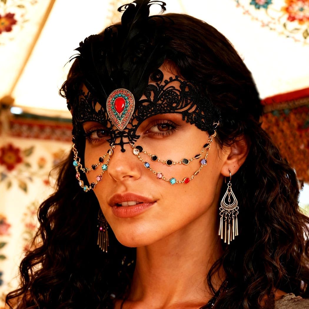 Women Masquerade Mask Black Sexy Lace Mask Feather Halloween Costume Mask Prom Party Venetian Masks for Mardi Gras - Image 6
