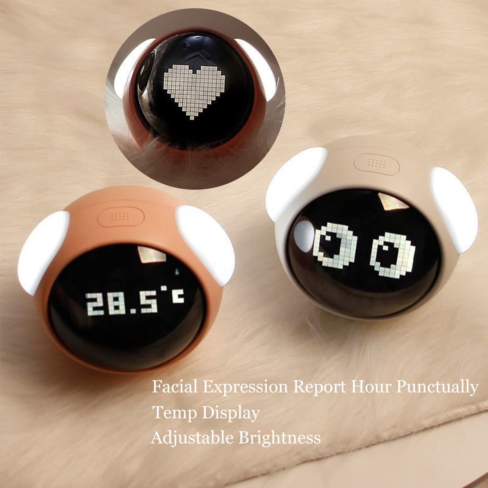Chesoon Réveil pour Enfants Entraîneur de Sommeil pour Enfants Mignon numérique activé par la Voix Veilleuse Détection de la température Fonction Snooze Rechargeable Rose