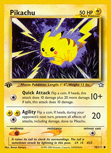 pikachu first edition card Pokémon - (70) - Neo Genesis - 1st - Collector's - Trading Card Style:Rapidash Essentials this card is the The Top 25 White