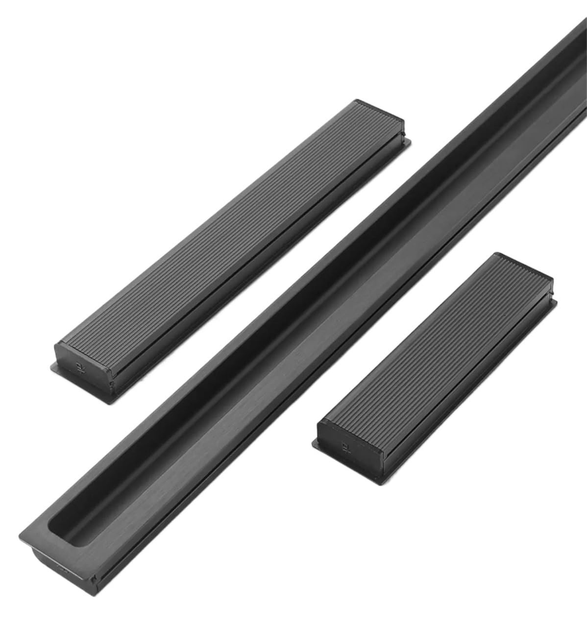 EKalgretrA Recessed Sliding Handles Aluminum Alloy Embedded Installation Furniture Handles Slotted Invisible Handle for Kitchen Cabinet Black(Matte Black,Length 300mm)