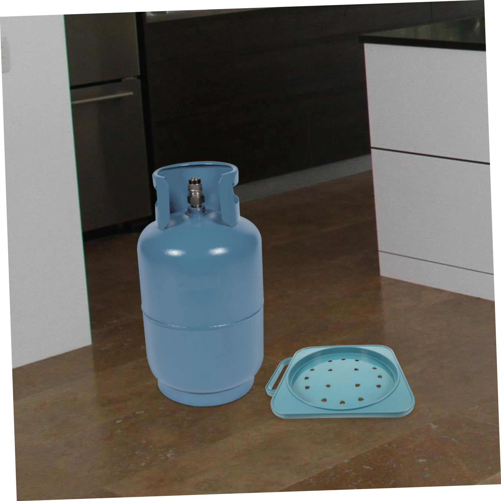 Mikinona Supporto Porta Bombola Gas per Cucina con Base Mobile a Ruote e Maniglia, Struttura Robusta in Pp Resistente All’usura, per Bombole di Gas Propane