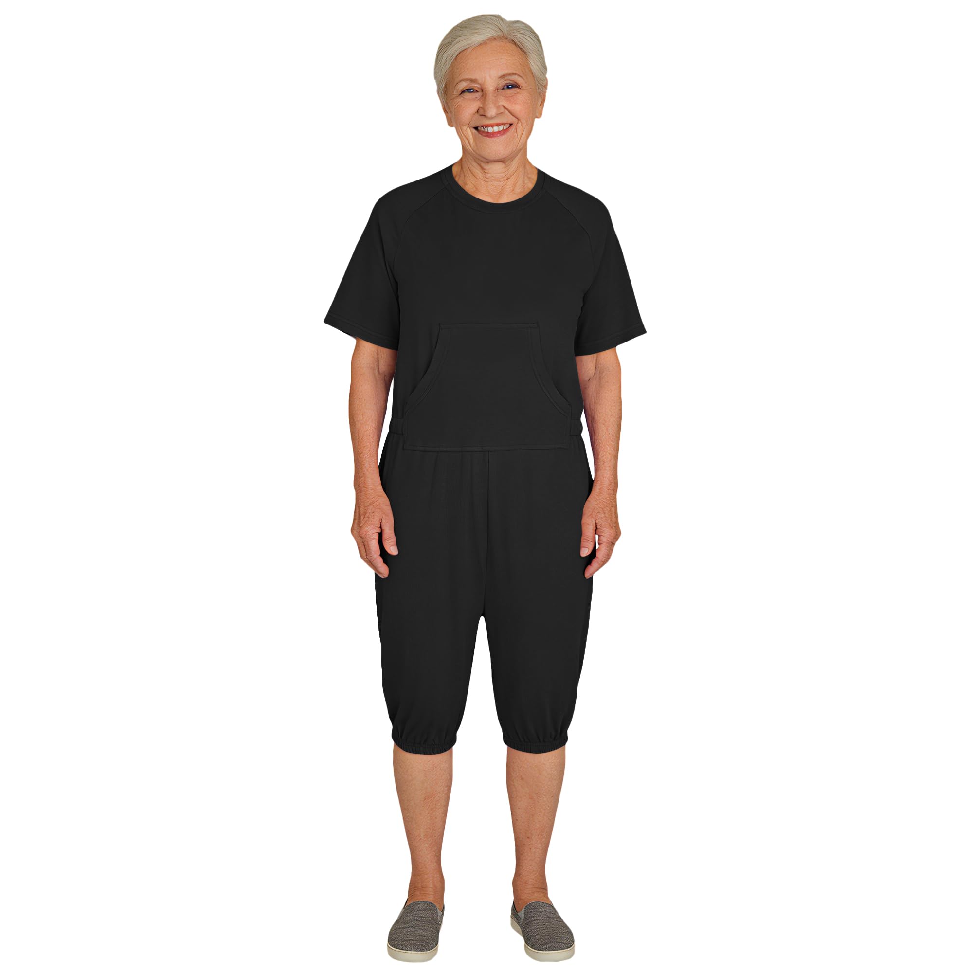 Adaptive Clothing for Women, Anti-Strip Back-Zip Cotton Romper, Elderly Care Onesie for Special Needs and Disabilities