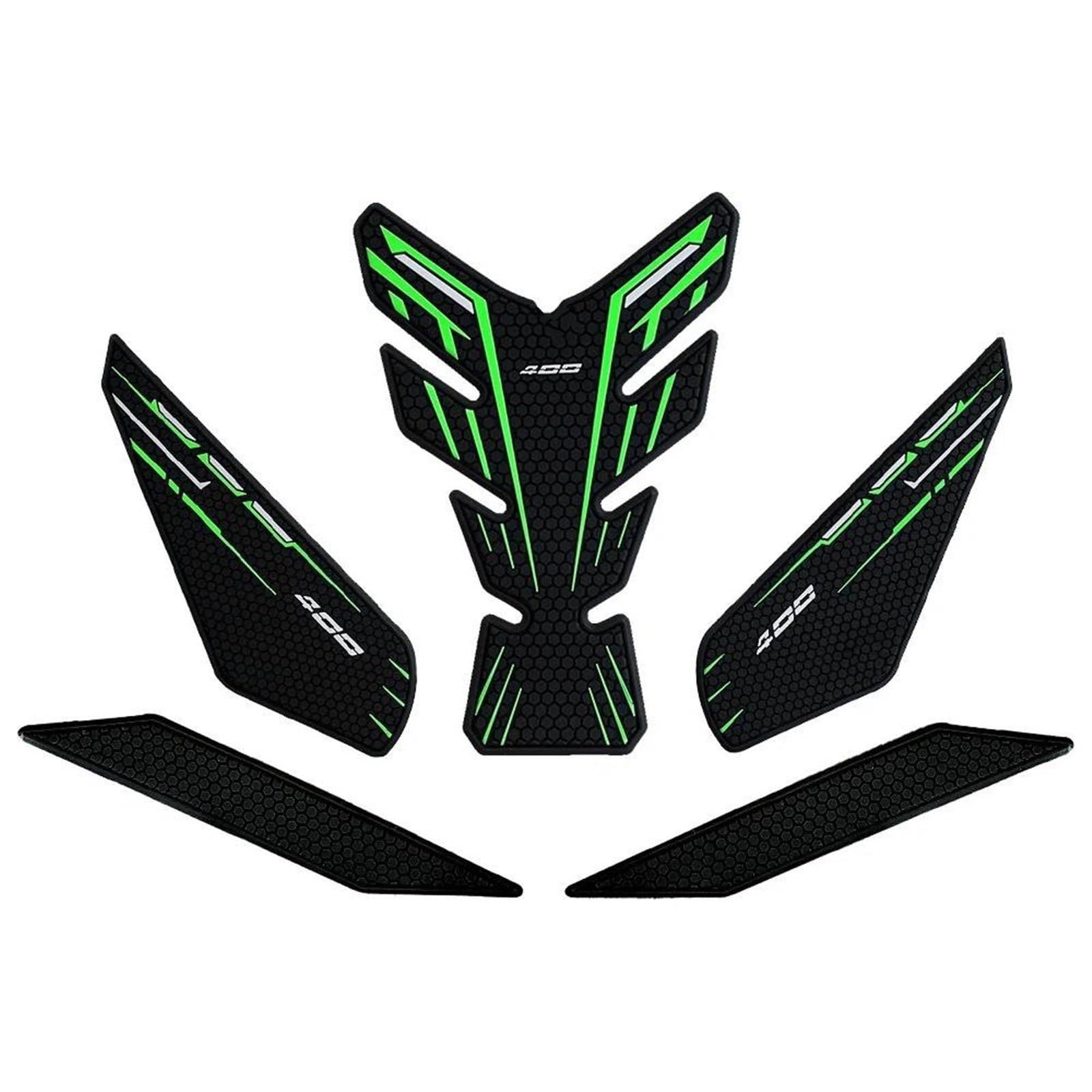 Adesivi per serbatoio carburante Moto Gomma Carburante Gas Rilievo Del Carro Armato Della Decalcomania Impermeabile Resistente Ai Graffi Parti Per Kawasaki Per Ninja400 Z400 Z 400 Decalcomanie(Verde 1
