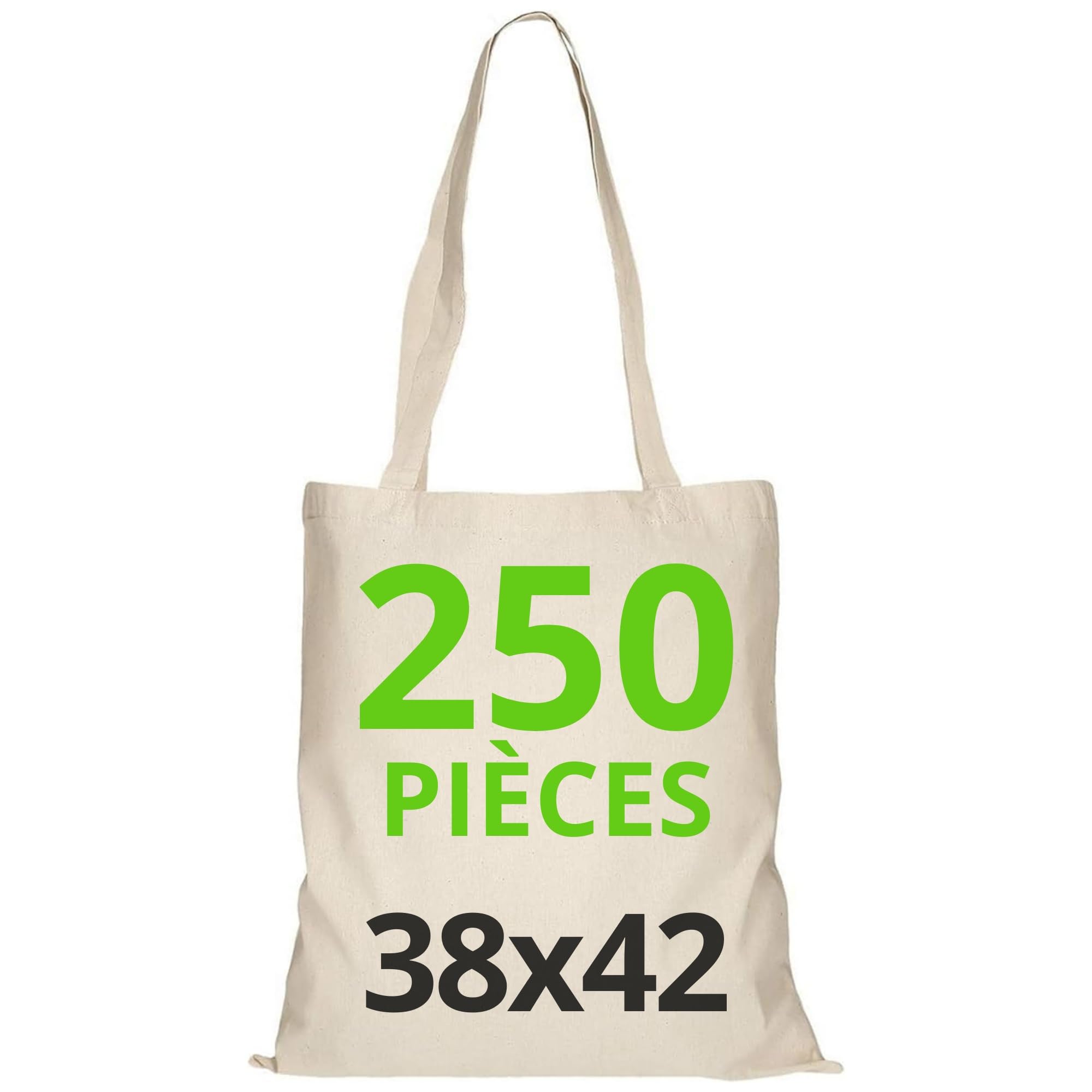URBAN 5884 Baumwolltasche 38x42 cm, Packung mit unbedruckten Taschen, lange Träger, widerstandsfähige Stofftaschen, wiederverwendbare Einkaufstasche zum Bedrucken oder Bemalen