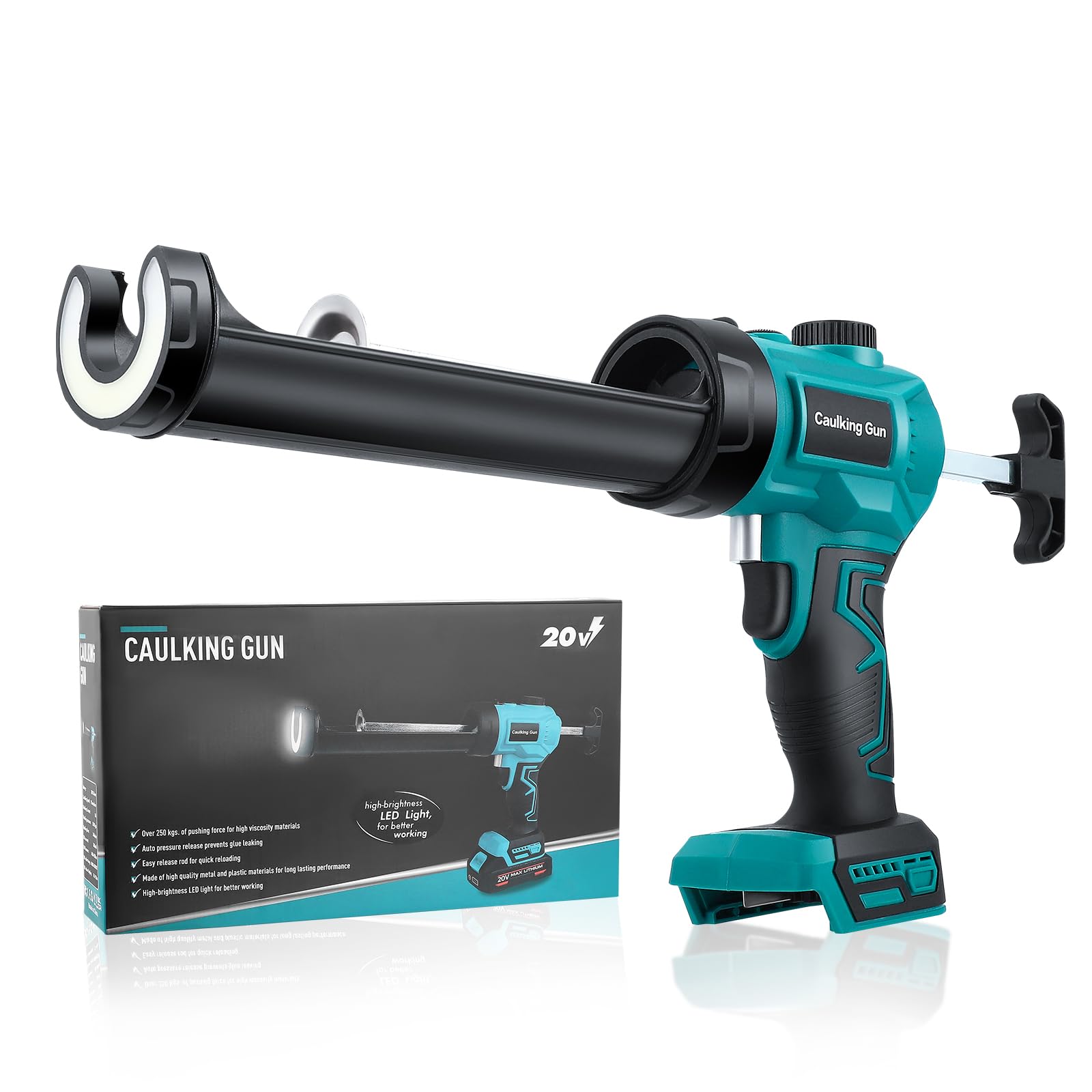Pistola a Cartucce Elettrica Senza Fili Compatibile con Batteria Makita 18 V, Pistola Silicone con Luce LED, Controllo Continuo della velocità, per Cartucce da 300ml (Senza Batteria)
