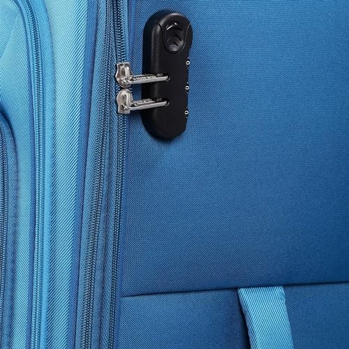 Image of American Tourister Apolo 81 cms Check-in Polyester Soft Sided 4 Spinner Wheels Luggage /Suitcase /Trolley Bag (Blue)