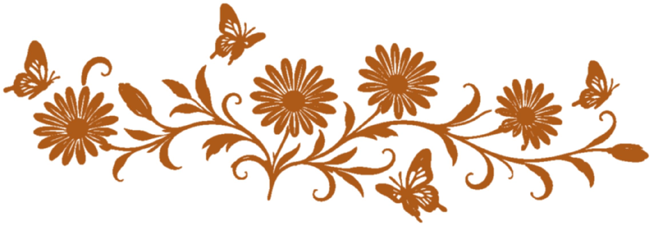 Samunshi® Wandtattoo Margeriten Blumenranke länglich mit Schmetterlingen Elegante Blumen Wanddekoration Florales Wandmotiv für Wohnzimmer, Schlafzimmer, Flur und Küche haselnuss braun 150 x 51cm