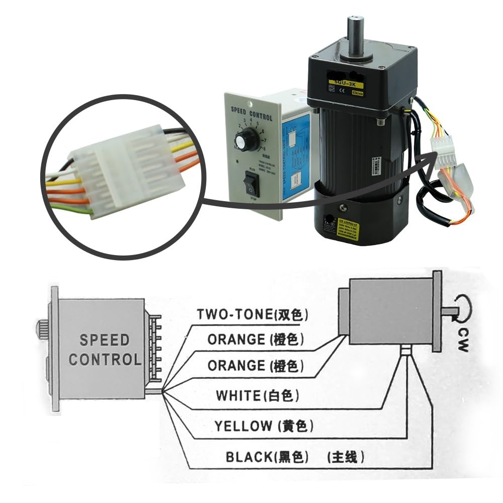 Motorreductor Micromotor de CA de 120W, Motor asíncrono monofásico de 110v y 220v, eje de Motor de 15mm + controlador de velocidad de 5RPM-1350RPM 50/60hz Motor asíncrono monofásico(0-78 RPM,220v)