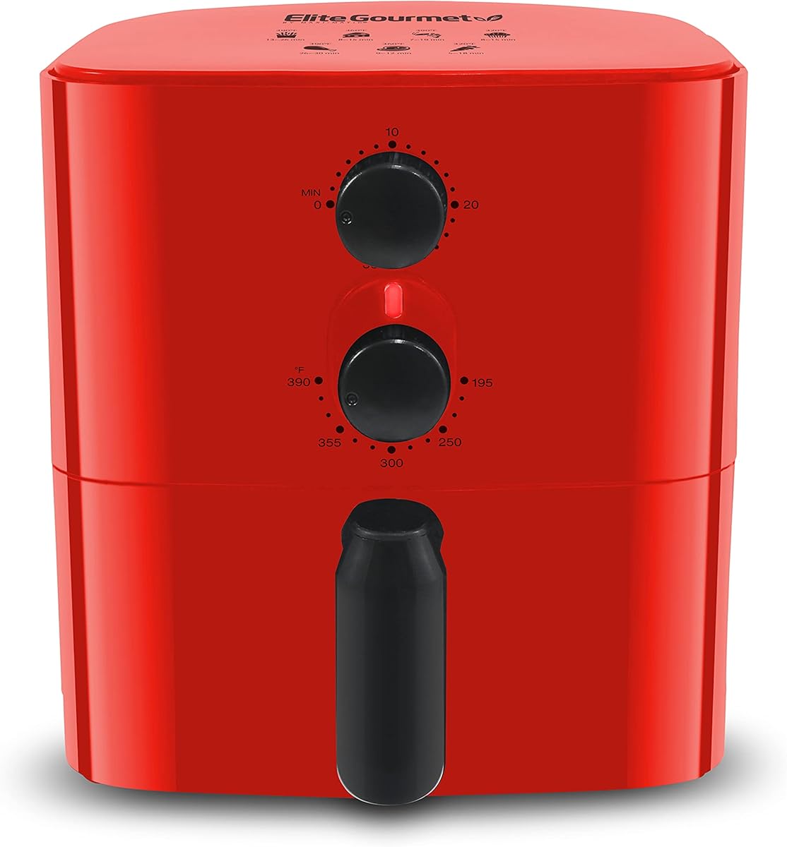 Elite Gourmet EAF-3218R Personal 1.1 Quart Compact Space Saving Electric Hot Air Fryer Oil-Less Healthy Cooker, Timer & Temperature Controls, Red.