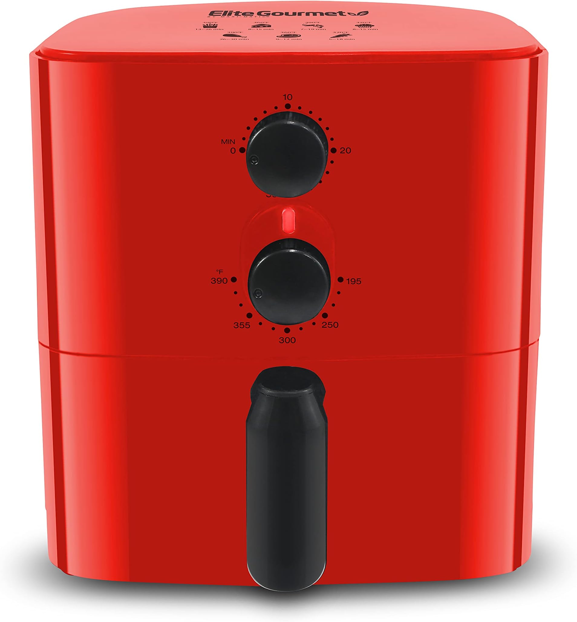 Elite Gourmet EAF-3218R Personal 1.1 Quart Compact Space Saving Electric Hot Air Fryer Oil-Less Healthy Cooker, Timer & Temperature Controls, Red.