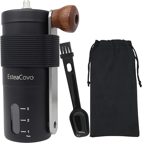 Molinillo de café manual para uso doméstico, manivela de mano de cerámica de acero inoxidable grueso de grano de café expreso para viajes, camping,