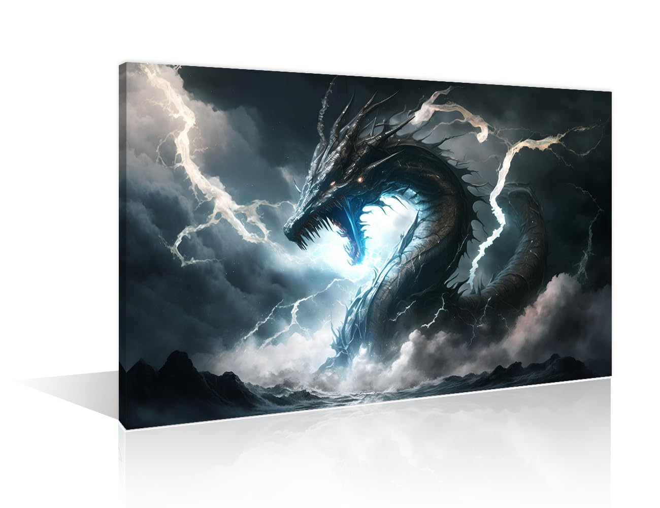 TISHIRON Dragon Canvas Wall Art Water Dragon on the Sea Wall Art for Living Room 1 Panels Colorful Dragon Wall Pictures Giclee Print Gallery Packaging Artwork Ready to Hang 16" Wx24 H