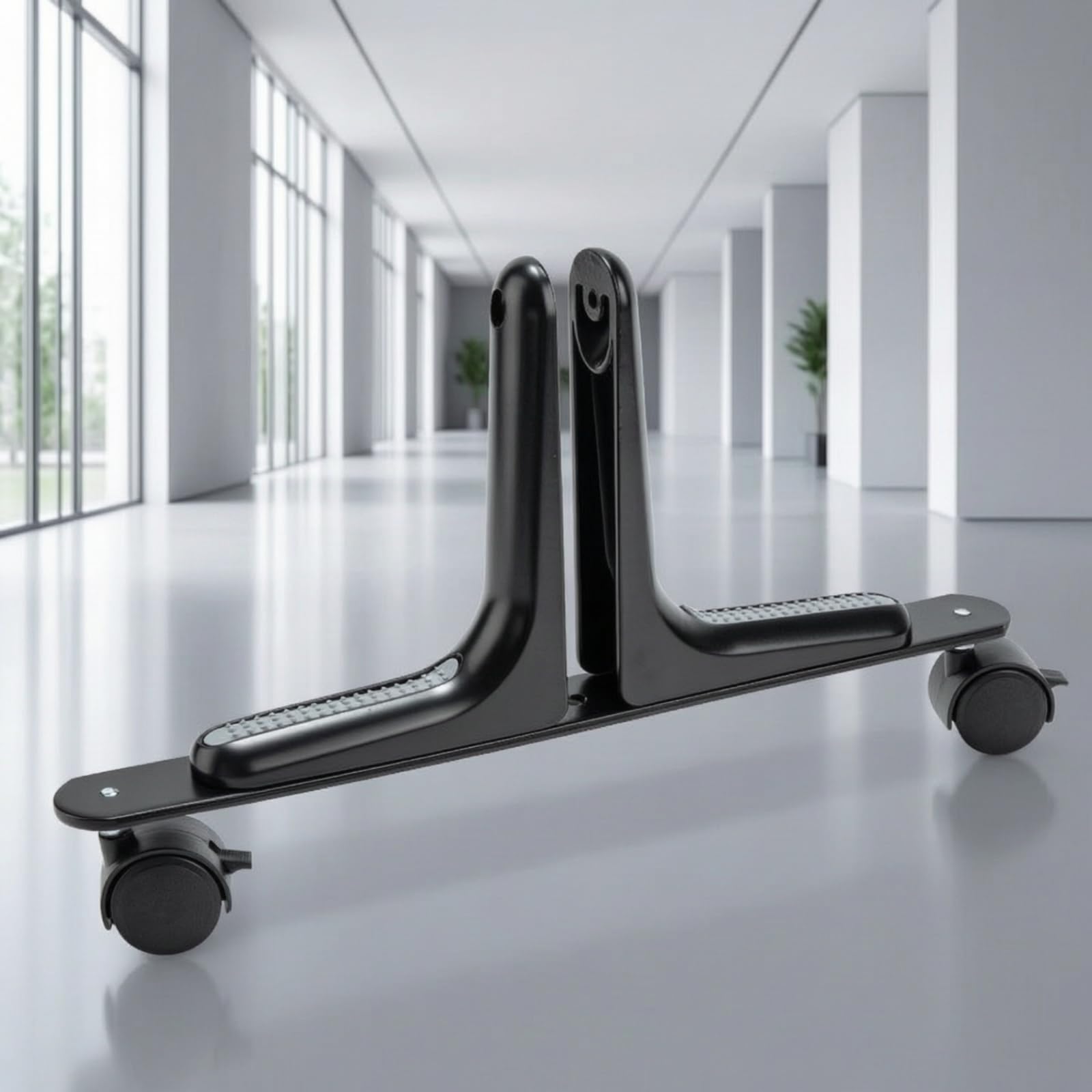 Staffa di Supporto con Base Piatta in Metallo Stabile per Ufficio, Scrivania, Aree Condivise, Argento, Supporto Per Schermo Argento Con Rotelle Frenanti In Plastica