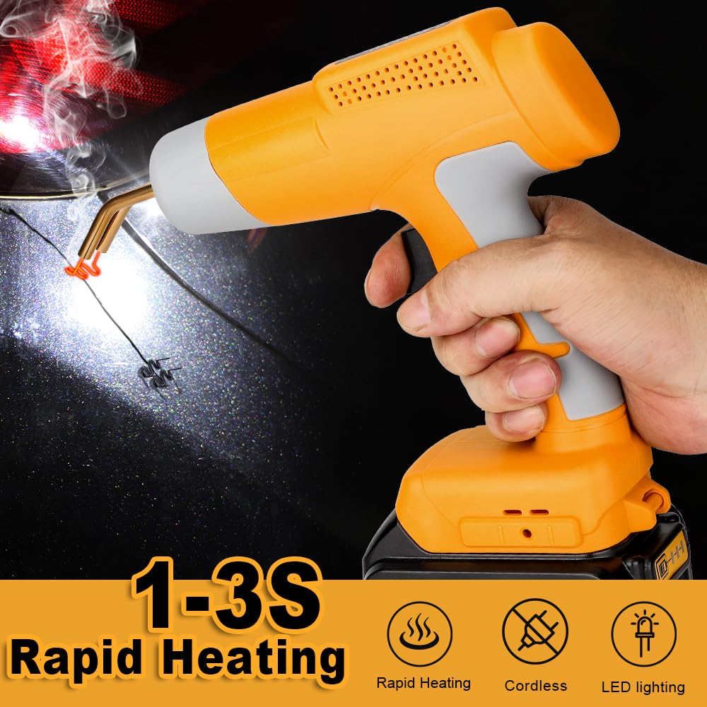 Choerinton Pistola saldatrice in plastica senza fili, compatibile con batteria Dewalt max 20 V con 600 punti metallici a caldo, kit di saldatura in plastica per paraurti auto, cruscotto e riparazione