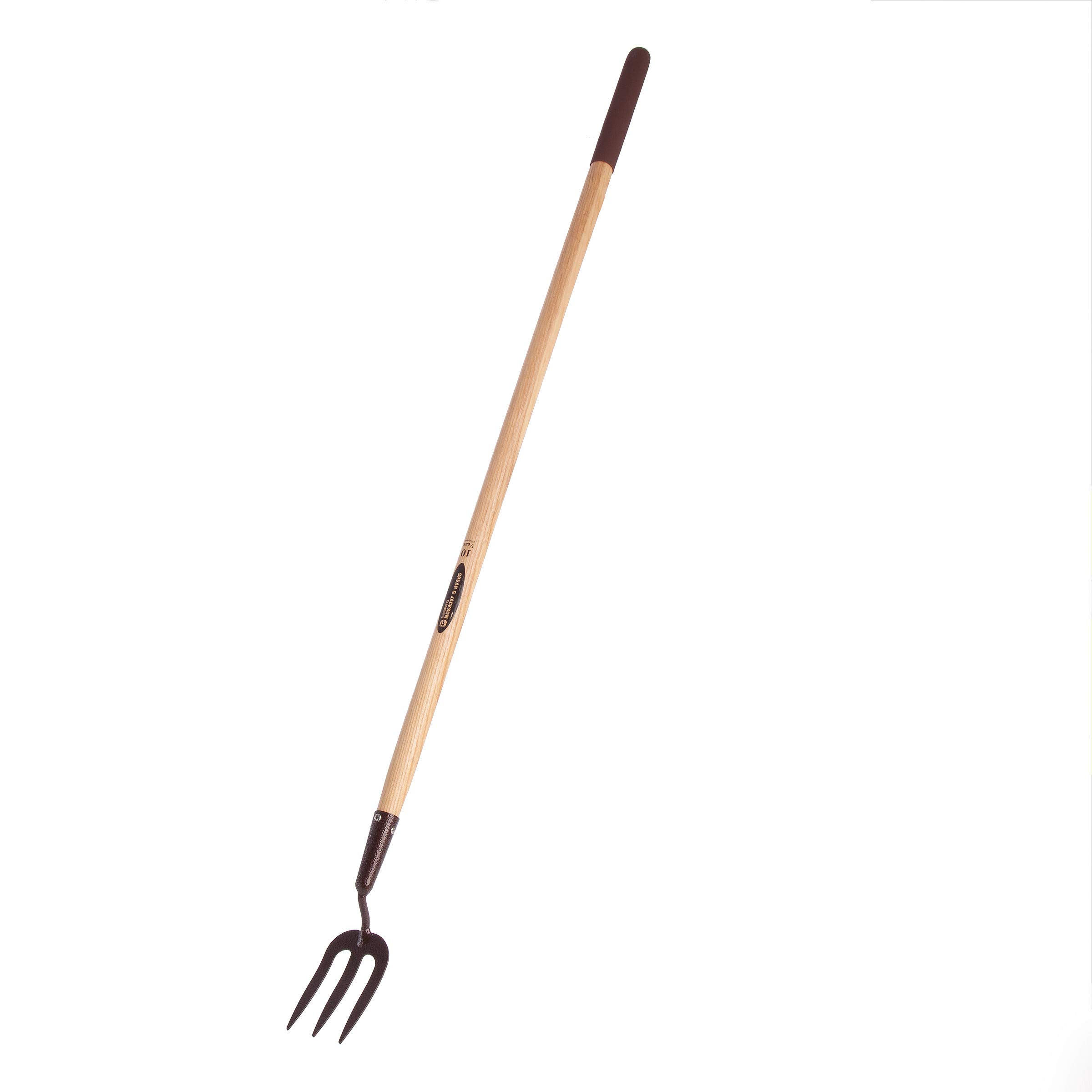 Spear & Jackson 4060NB/09 Elements Long Handled Weed Fork, Brown wooden handle with bronze head, 124 x 8 4.5 cm