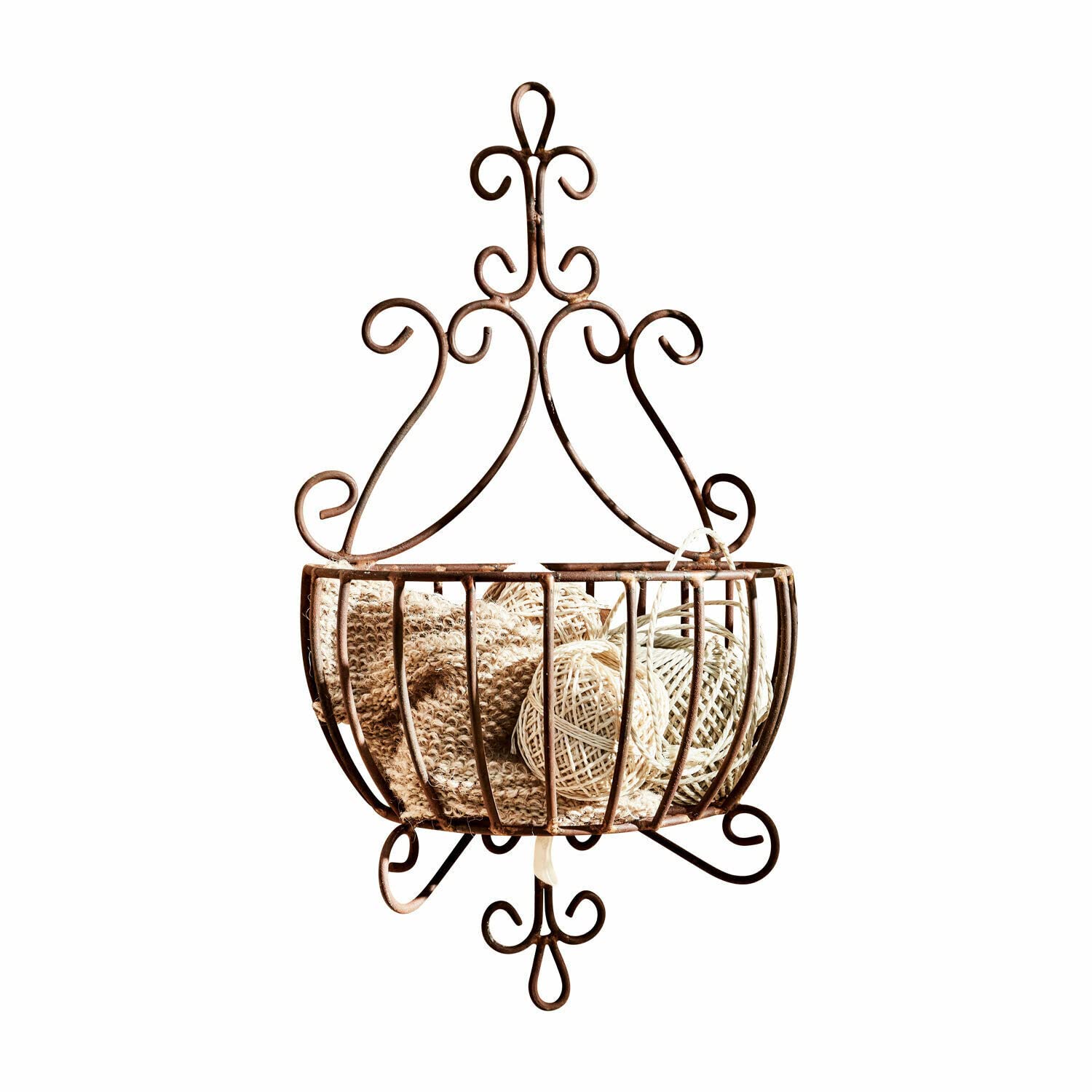 Loberon Deko-Korb Marciac, Pure Nostalgie, für Pflanzen & mehr, Nostalgisches Design, Rost-Finish, Gartenzubehör, Gartendekoration, Outdoor, Eisen, Bronze