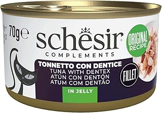 Schesir, Tuna Fillets with Jelly Tooth Supplementary Wet Food for Cats Original Recipe 100% Natural 12 Tubs of 70g product image