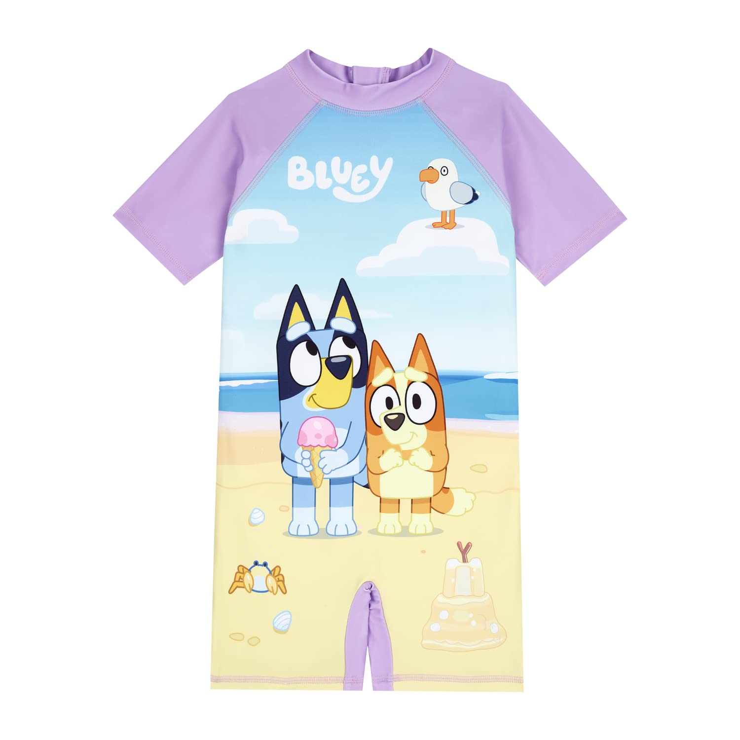 Bluey Unisex Kids Lilac Kids Surfsuit Swimsuit, Ages 3 To 8 Years Old (As8, Age, 6_Years, 7_Years, Regular, )