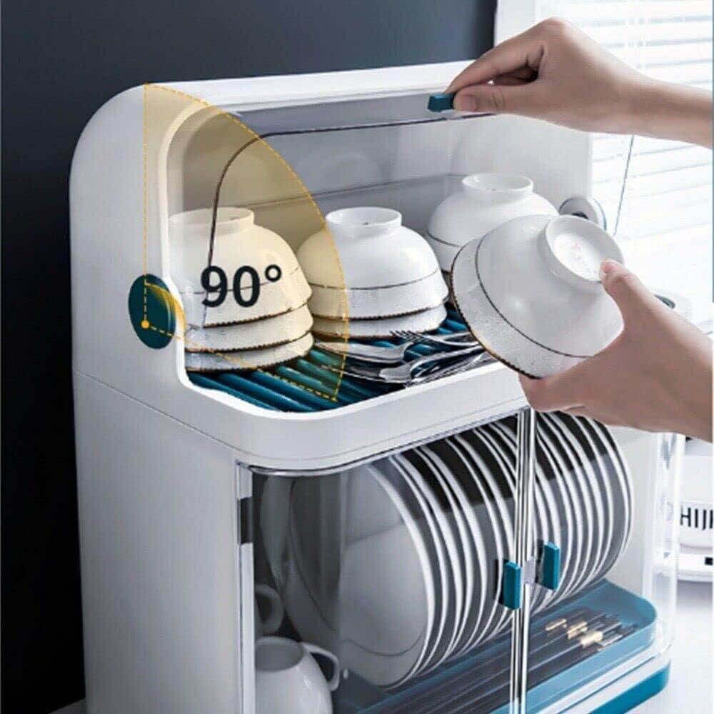 Escurridor de Platos con Tapa, Escurridor de Cubiertos y Bandeja de Goteo Desmontable