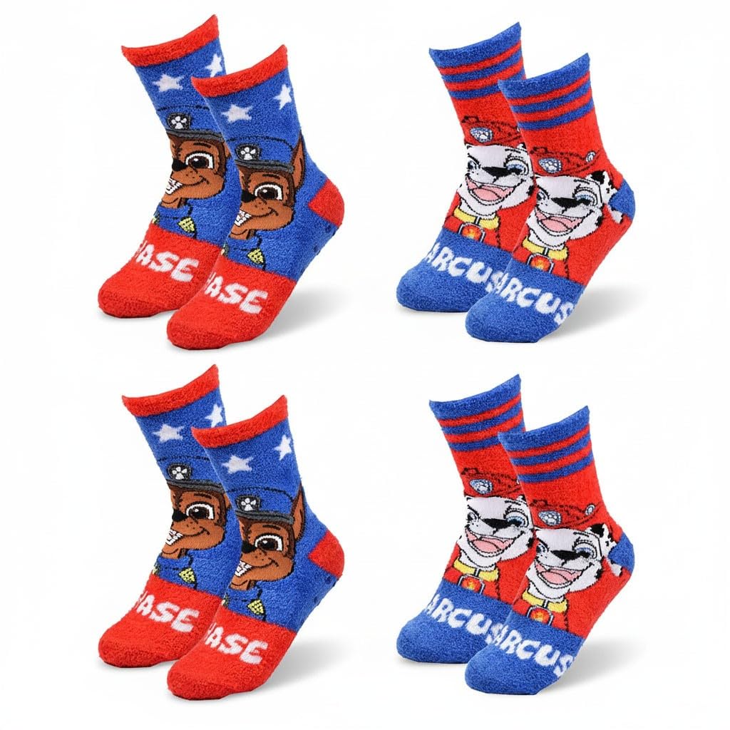 Ozabi Pack de Chaussettes Antidérapantes Enfant PAT PATROUILLE (Lot de 4)- 1047X4ABS- 23/26