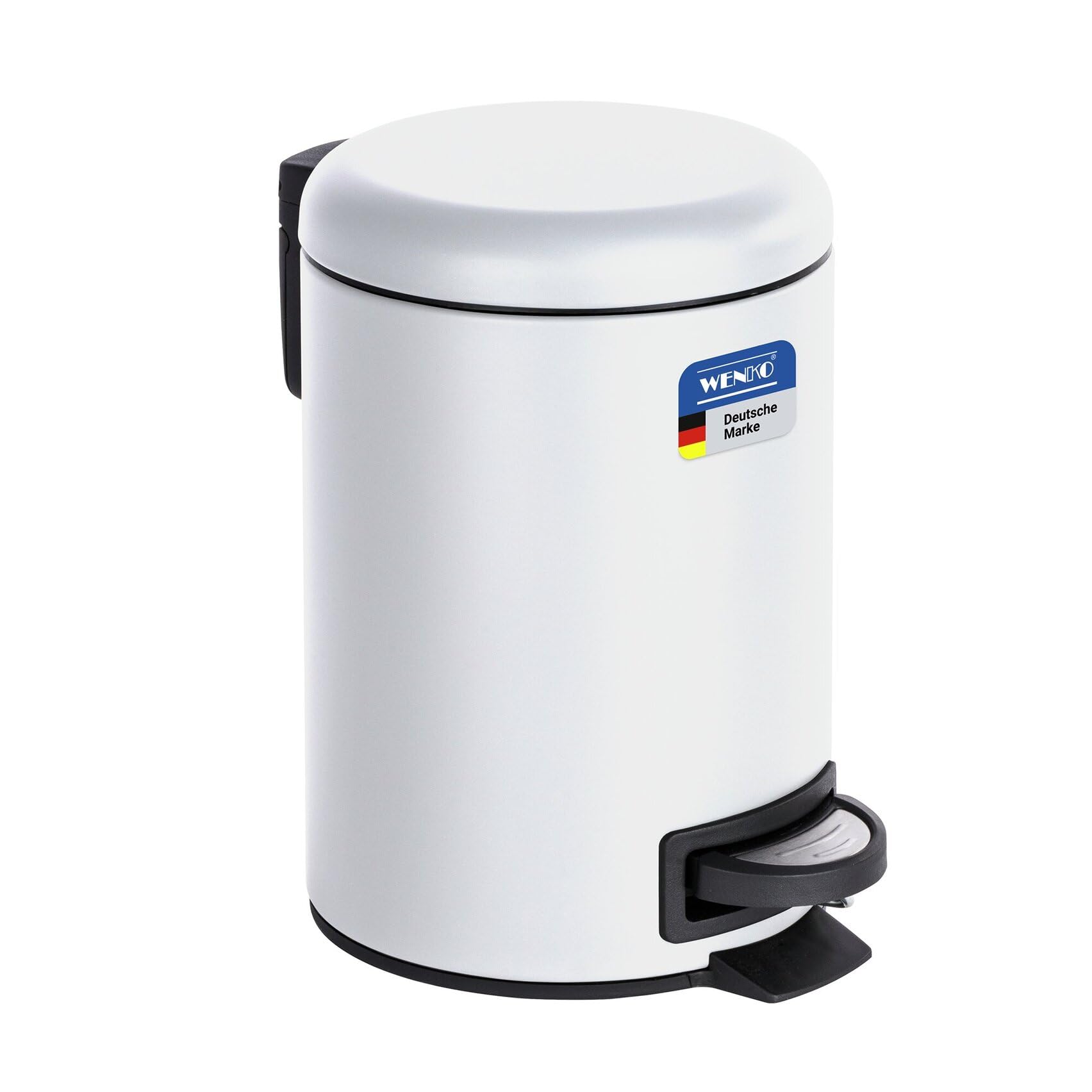 WENKO Cubo de Pedal Leman 3 LTS. Blanco, White, 22.5 x 17 x 25 cm : Home & Kitchen